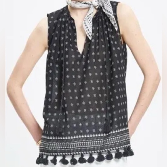 Madewell Tops - EUC Madewell Scatterblock Tassel Sleeveless Top